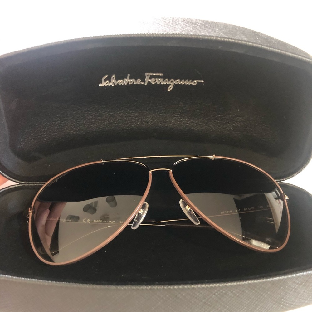 Salvatore Ferragamo Brown Aviator Sunglasses - Picture 5 of 7
